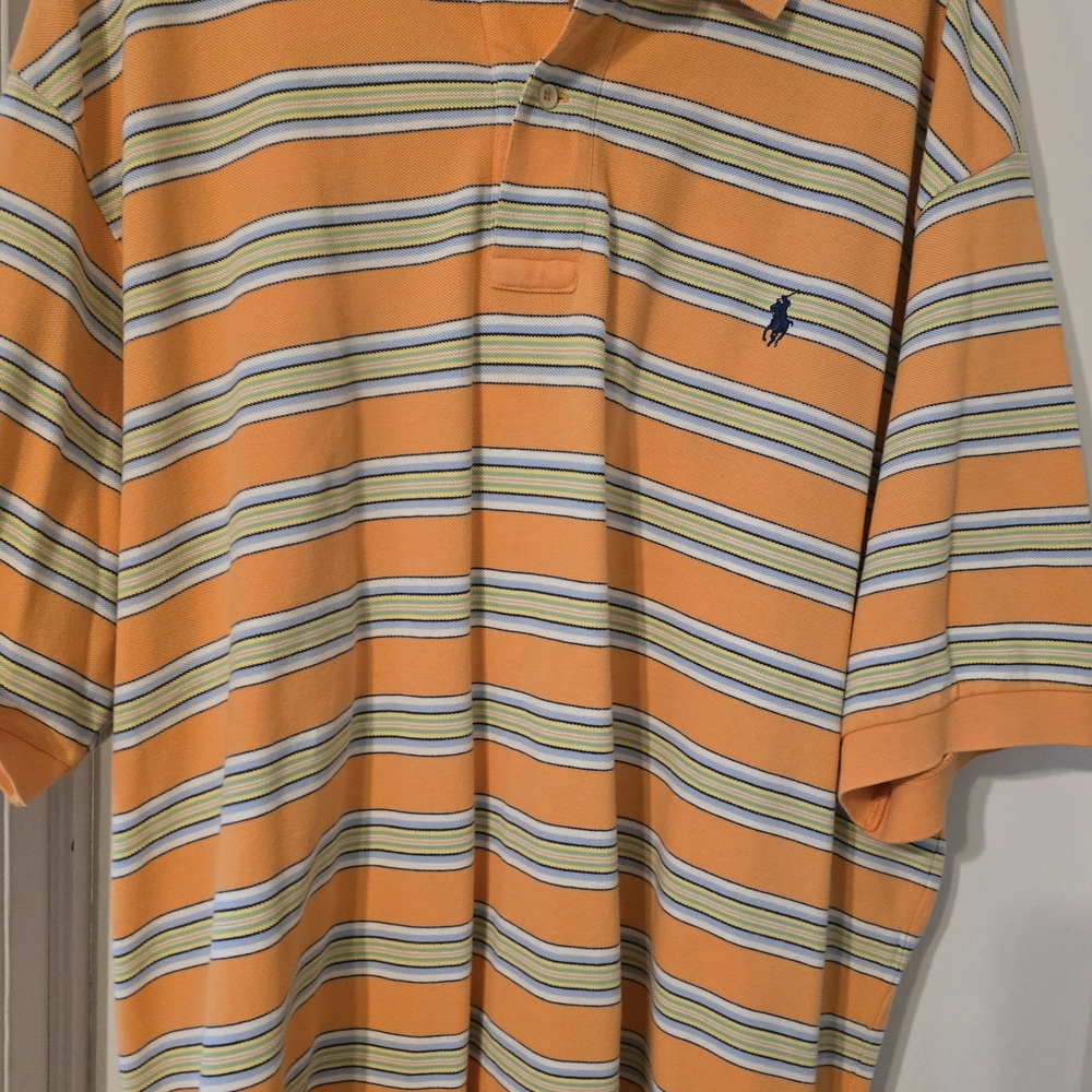 Ralph Lauren Men's Orange Striped Polo Shirt
